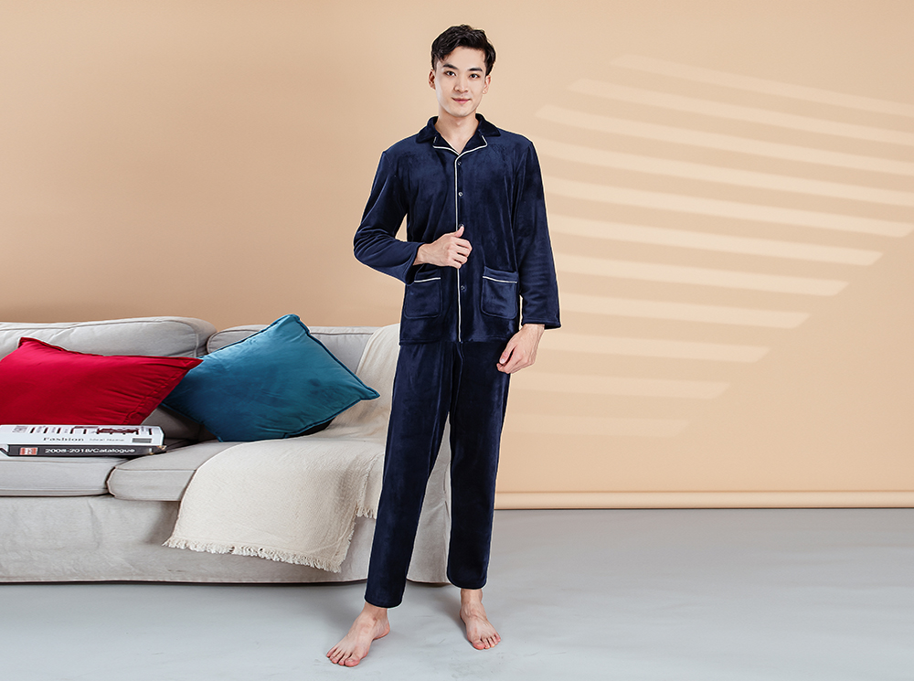 男士银狐绒家居服