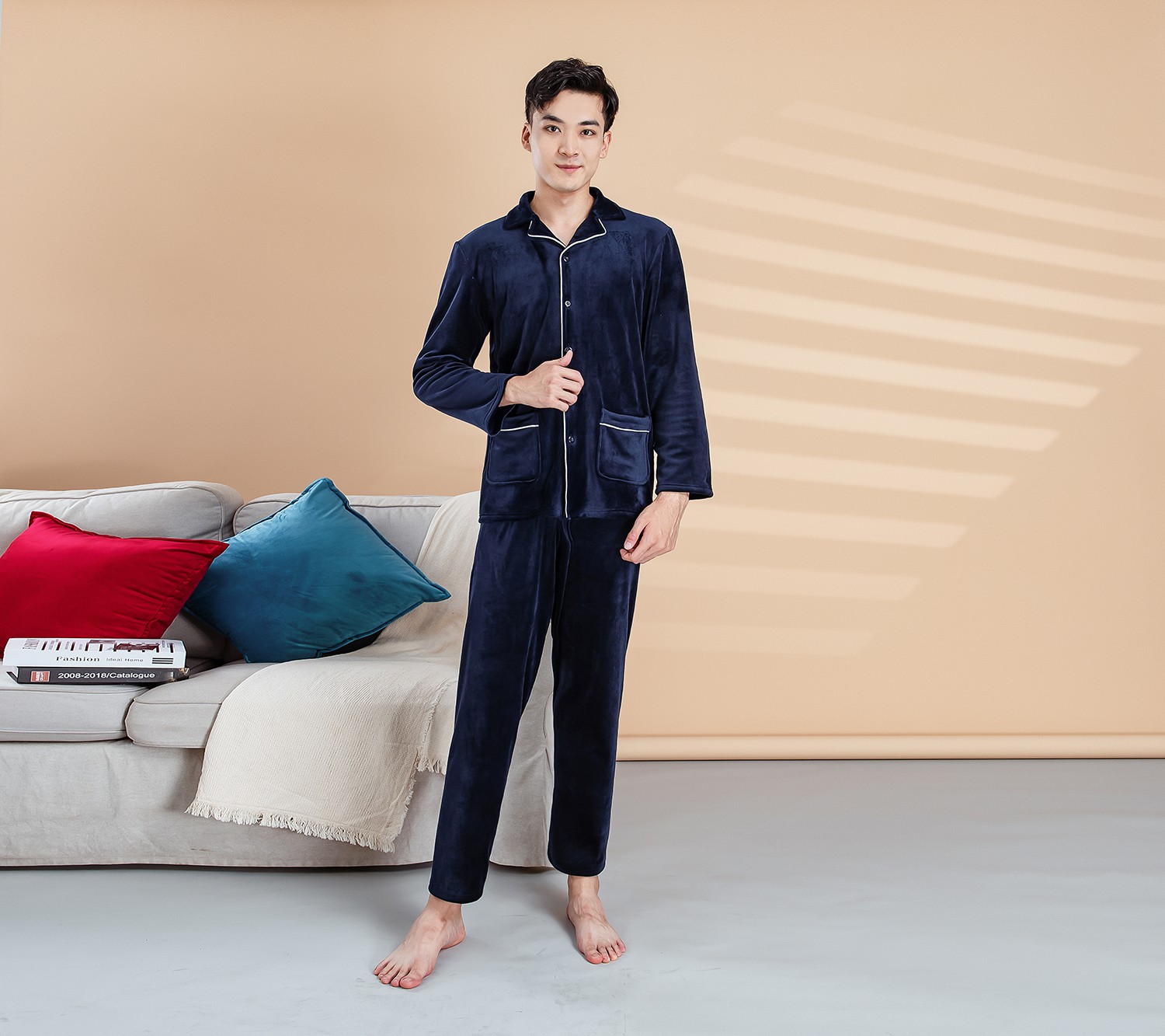 男士银狐绒家居服
